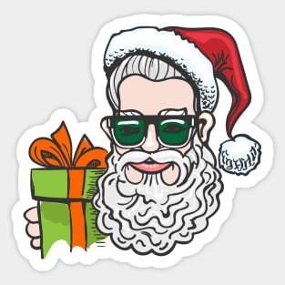 Hipster in Santa Hat Sticker